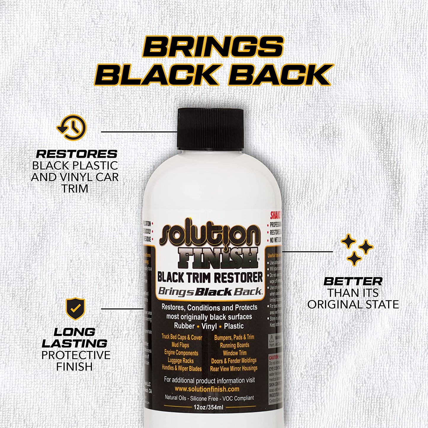 Solution Finish Black Plastic & Vinyl Plastic Trim Restorer, 12 oz