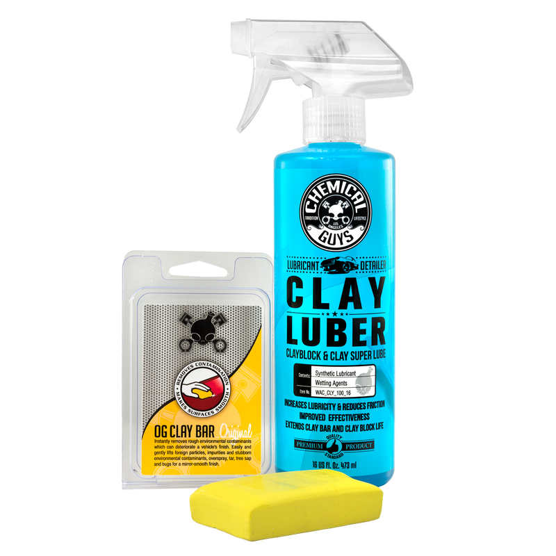 Chemical Guys Clay Bar & Lubber Synthetic Lubricant Kit, Light/Medium Duty, 16 oz