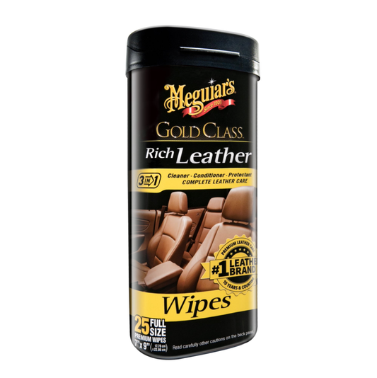Meguiar's G10900 Gold Class Rich Leather Cleaner Wipes, 30 Wipes